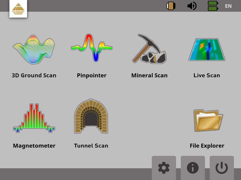 3D ground scanner main menu